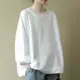 Phong cách mới cotton cộng với kích thước rộng rãi văn học áo len dài tay mùa thu mặc cổ tròn tất cả các kết hợp giản dị áo phông hàn quốc nữ hàng đầu - Thể thao lông cừu / jumper