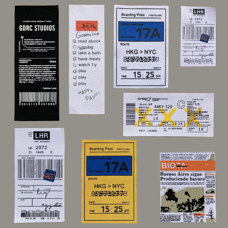 2021 New Fashion Ticket Boarding Pass Rectangular ClothIng Upholstery Cloth Label Cloth Patch Patch Versatile Patch