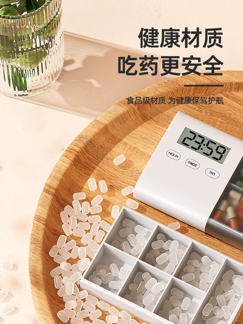 Smart pill box is a portable and repackaged high-end small pill box that electronically reminds the elderly to take medicine regularly seven days a week