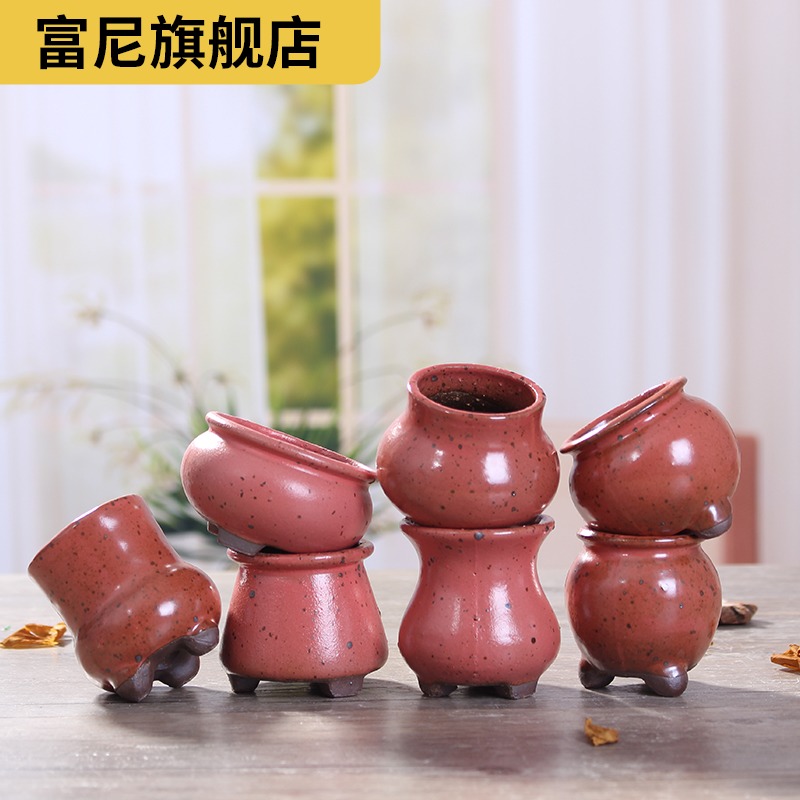 Rich, restore ancient ways more meat coarse pottery thumb indoor pot jingdezhen ceramic flower breathable meat meat type control creative Jane