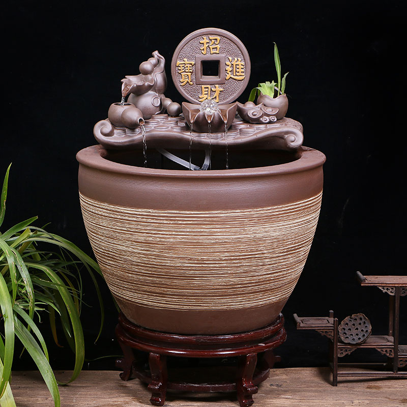 Jingdezhen ceramic aquarium large circulation water fountain creative humidifier furnishing articles sitting room adornment