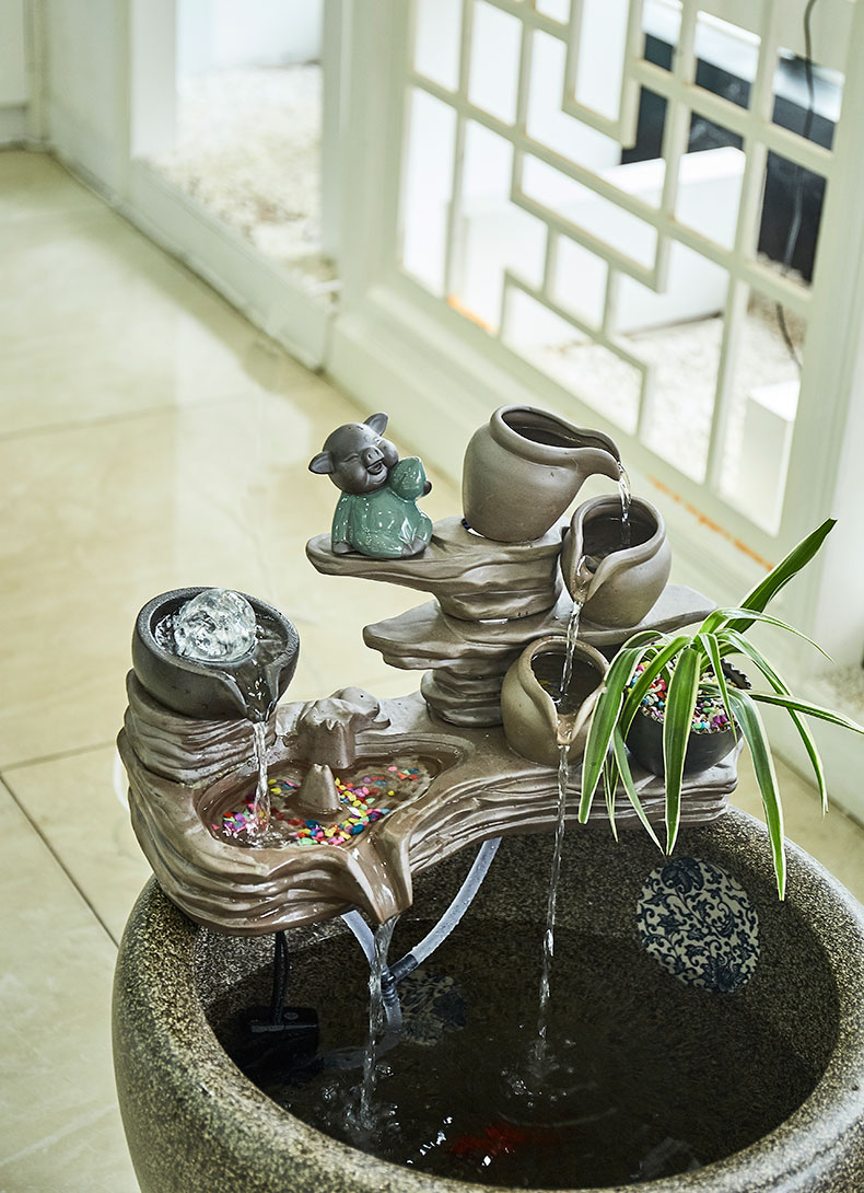 Jingdezhen ceramic goldfish bowl sitting room balcony office furnishing articles water tank to filter the yard cylinder fish bowl