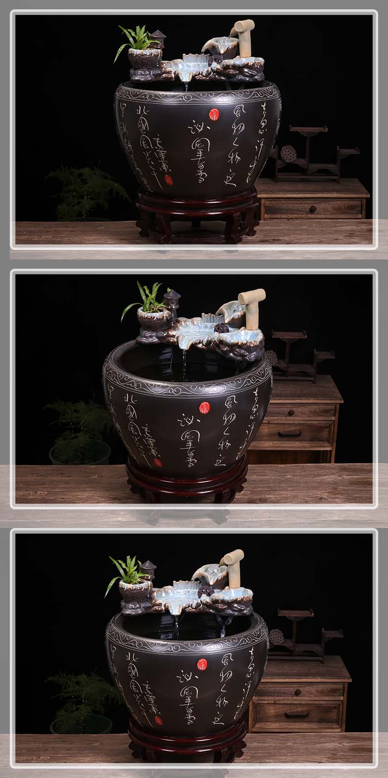 Jingdezhen ceramic water fountain lucky feng shui wheel place to live in the living room and humidifying aquarium the opened a housewarming gift