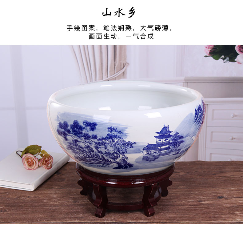 Ceramic aquarium landscape small turtle sitting room circular cylinder basin cylinder goldfish bowl lotus lotus lotus flower pot cylinder