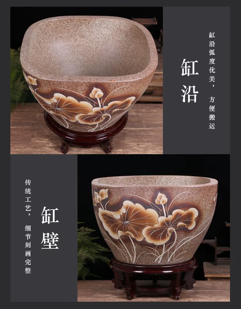 Jingdezhen ceramic goldfish bowl sitting room floor balcony office home furnishing articles circulating water courtyard big fish tank