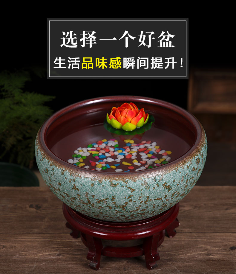 Jingdezhen ceramic aquarium desktop furnishing articles geomancy fortune restoring ancient ways goldfish bowl lotus lotus basin large tortoise