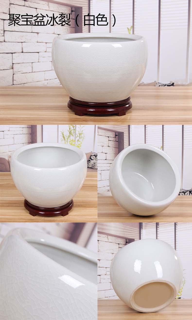 Jingdezhen ceramic aquarium desktop goldfish bowl sitting room large water lily bowl lotus basin tortoise cylinder refers to porcelain basin