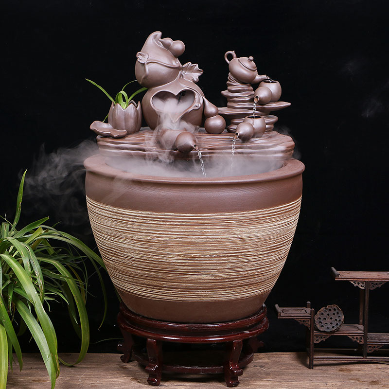 Jingdezhen ceramic aquarium large circulation water fountain creative humidifier furnishing articles sitting room adornment