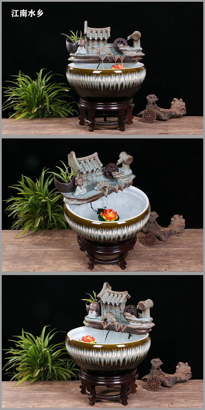 Creative ceramic goldfish bowl sitting room desktop small home furnishing articles circulating water fountain aquarium fish bowl