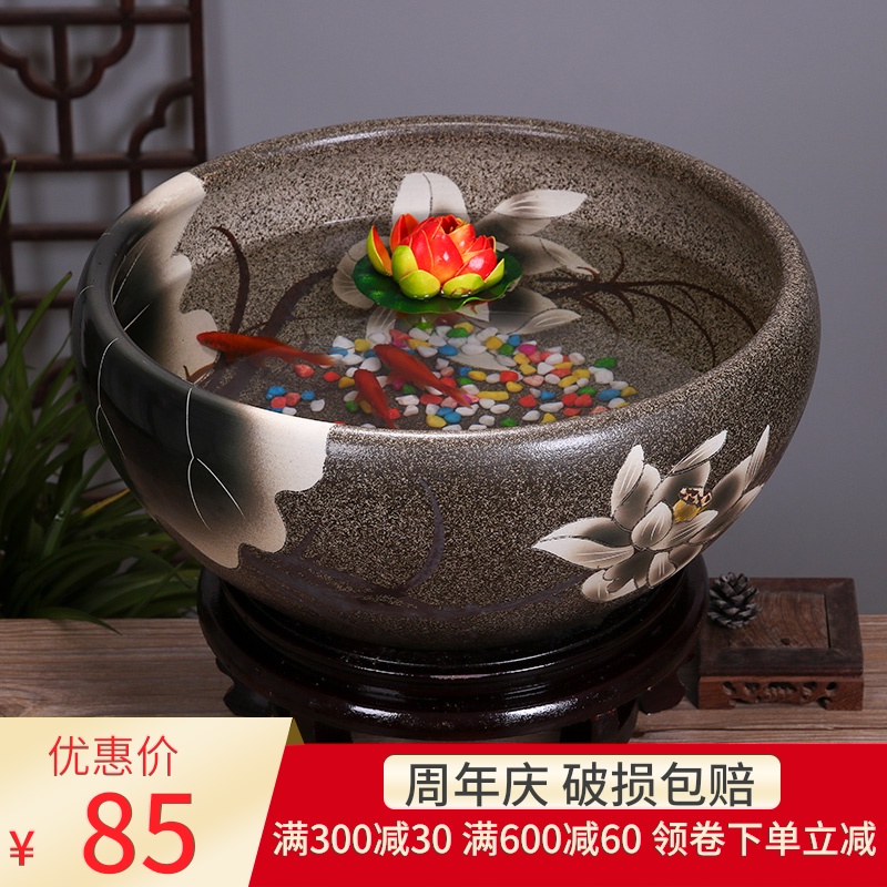 Jingdezhen ceramic aquarium package mail hand - made desktop furnishing articles large turtle pond lily goldfish bowl lotus feng shui basin