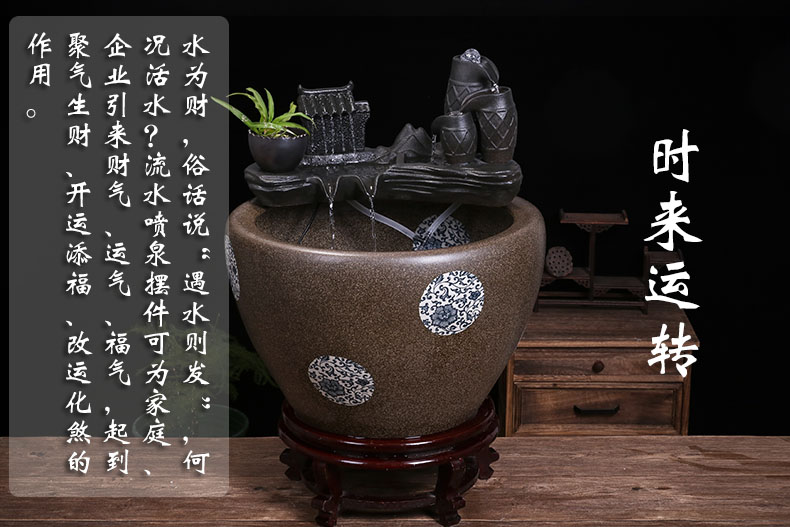 Ceramic furnishing articles furnishing articles automatic cycle - oxygen tank water fish farming water fountain indoor household humidifier