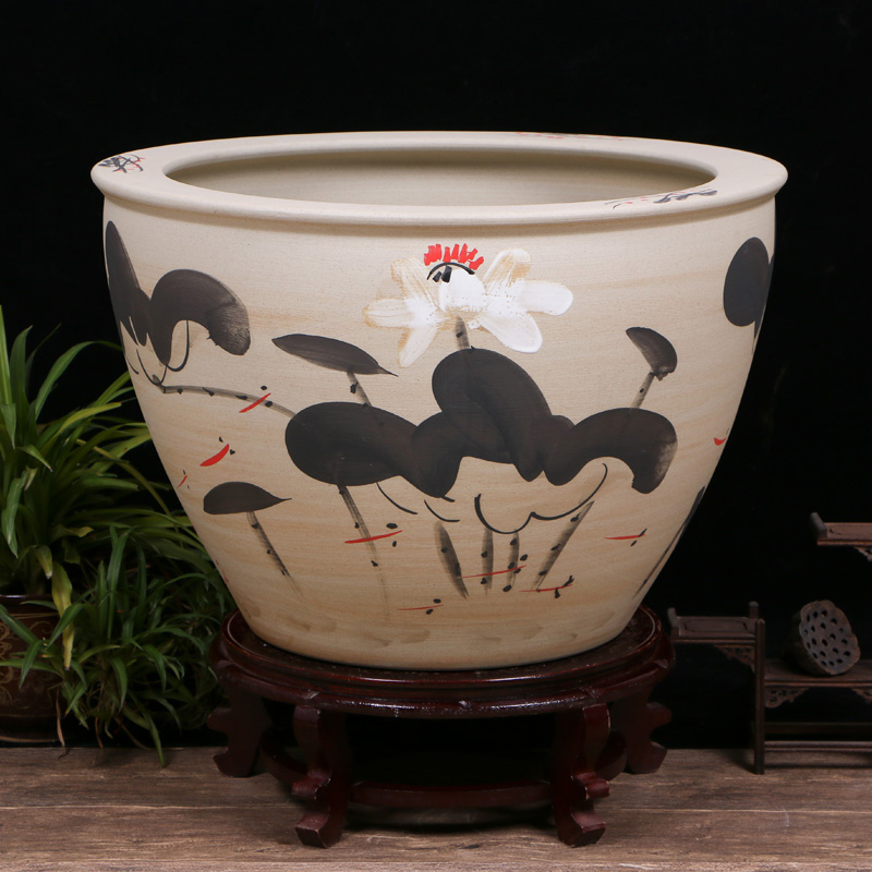 Jingdezhen ceramics sitting room aquarium office furnishing articles tank yard VAT koi fish basin tortoise cylinder