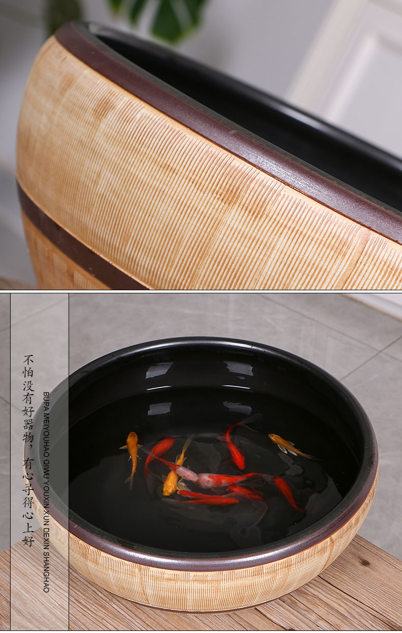 Jingdezhen ceramic aquarium modern hand dull porcelain basin to the tortoise cylinder water lily lotus bowl lotus cylinder goldfish bowl