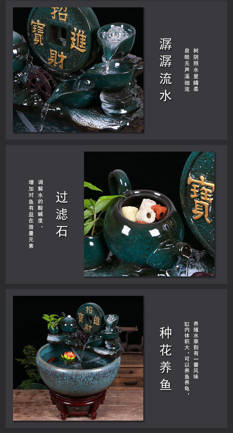 Ceramic aquarium sitting room ground loop water fish tank large office furnishing articles balcony garden lotus basin