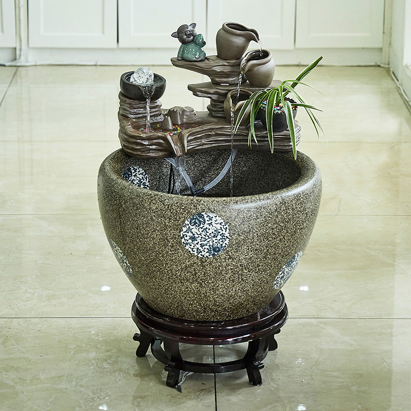 Jingdezhen ceramic goldfish bowl sitting room balcony office furnishing articles water tank to filter the yard cylinder fish bowl