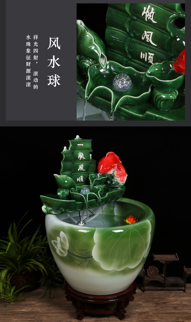 Ceramic tank sitting room ground loop water tank large furnishing articles balcony garden lotus fish bowl