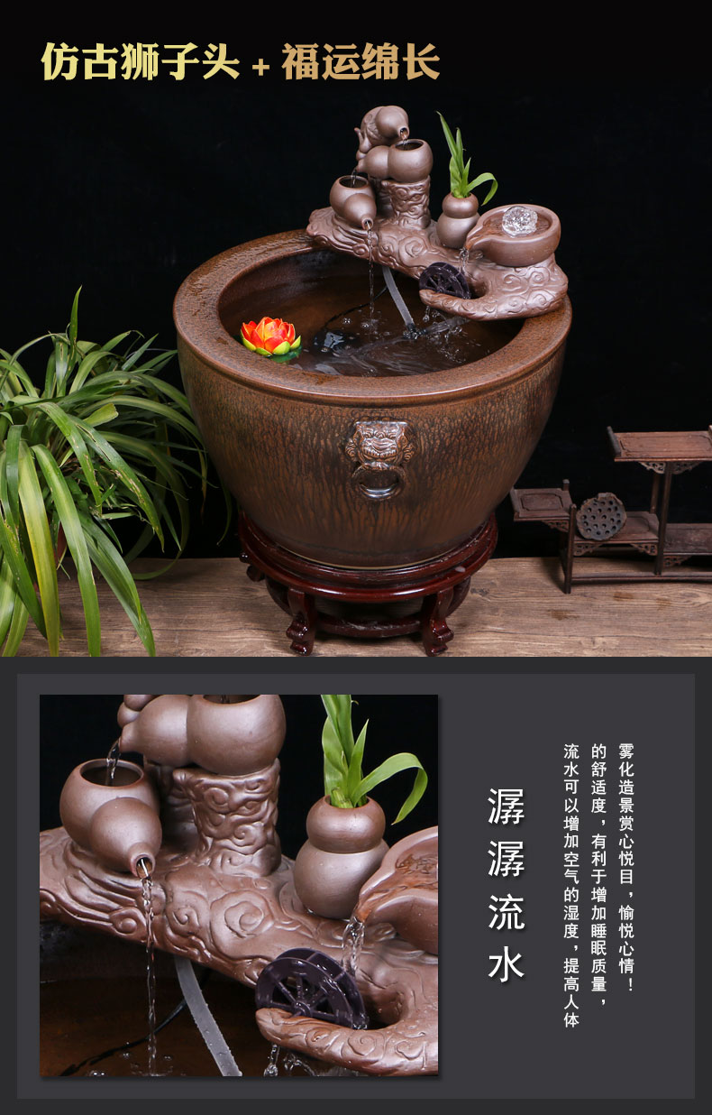 Jingdezhen ceramic water tank brocade carp goldfish bowl lotus the yard landing furnishing articles lucky lion ear and cylinder