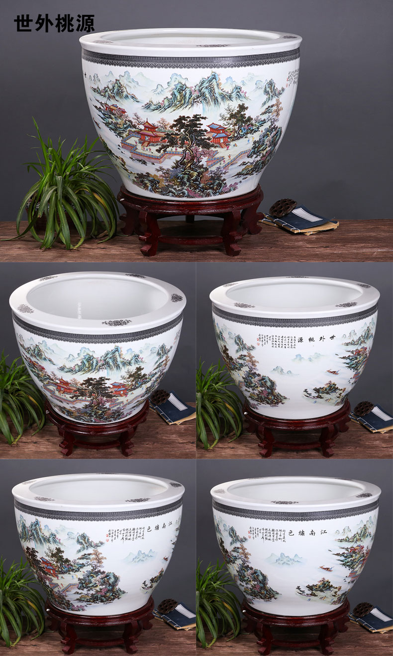 Jingdezhen ceramic aquarium pet gold fish tank water lily basin bowl lotus lotus cylinder cylinder tortoise GangPen sitting room place the flood water