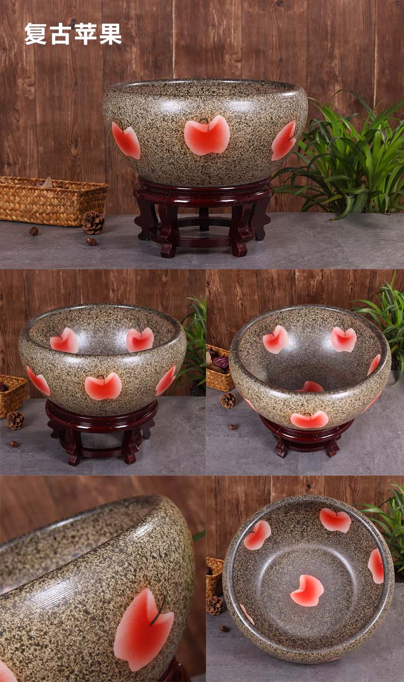 Jingdezhen ceramic aquarium large fish basin bowl lotus lotus lotus tortoise cylinder sitting room feng shui goldfish bowl