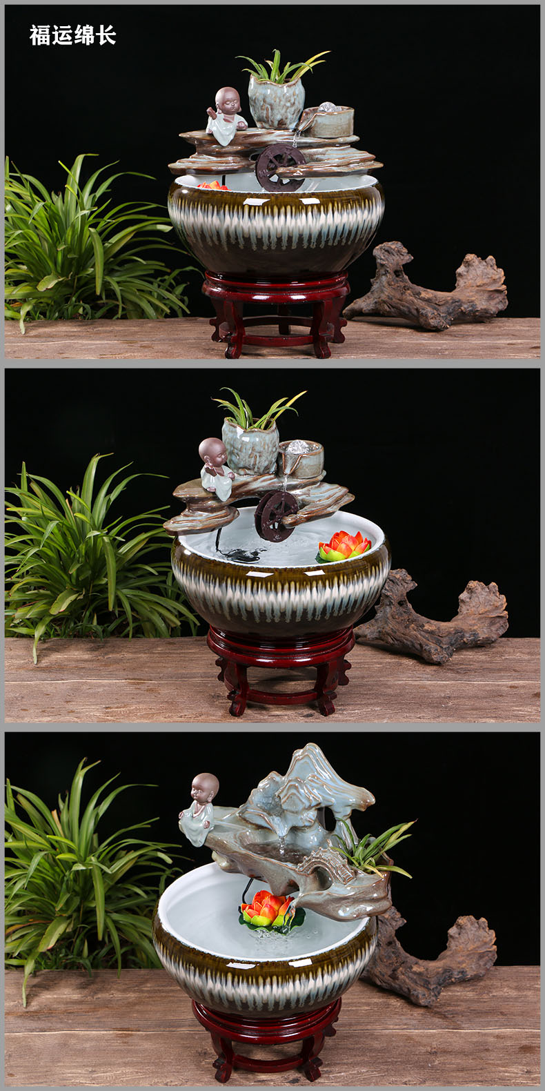 Creative ceramic goldfish bowl sitting room desktop small home furnishing articles circulating water fountain aquarium fish bowl