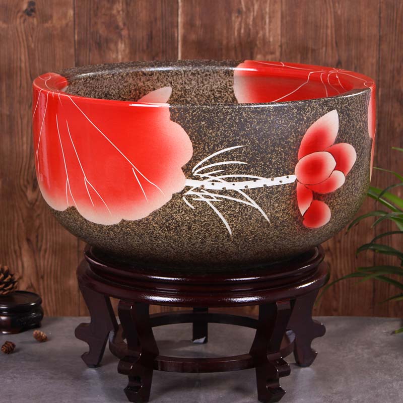 Jingdezhen ceramic aquarium raising goldfish bowl lotus lotus basin tortoise cylinder tank sitting room place lotus