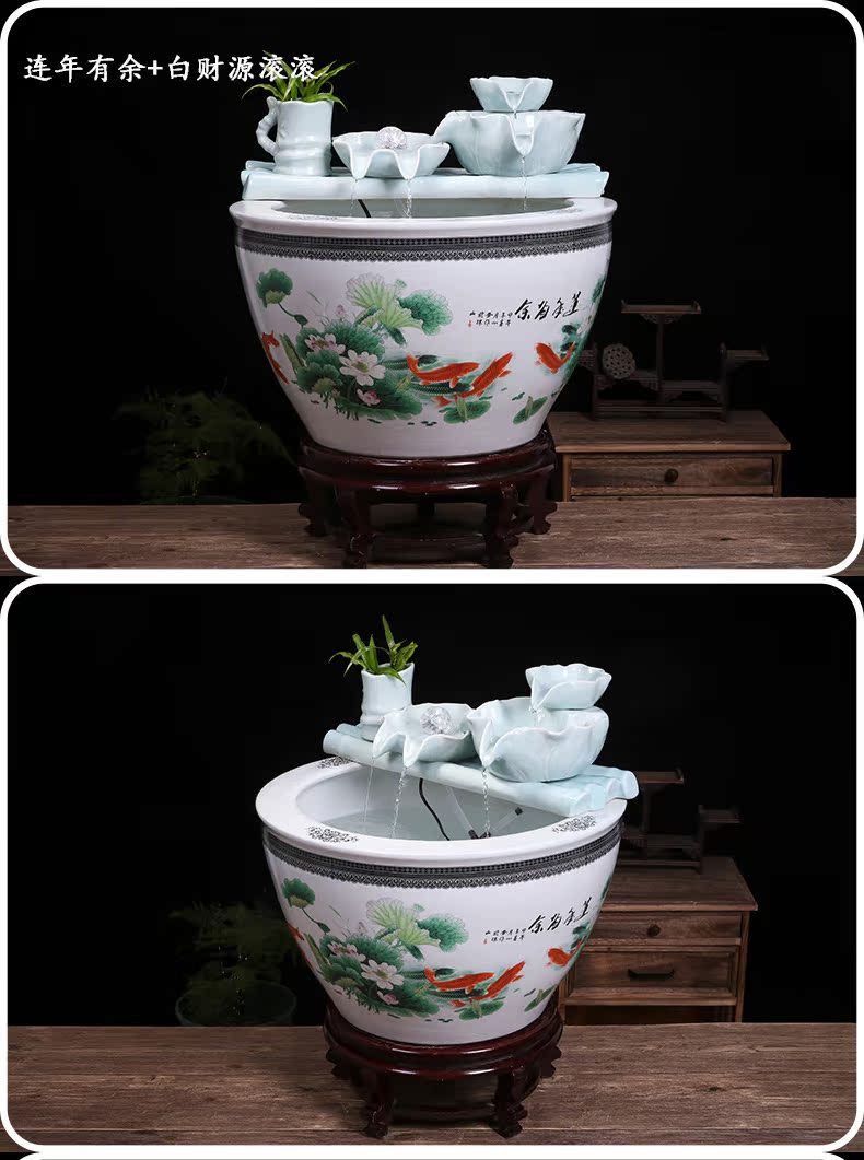 Jingdezhen ceramic goldfish bowl sitting room balcony office furnishing articles water tank to filter the yard cylinder fish bowl