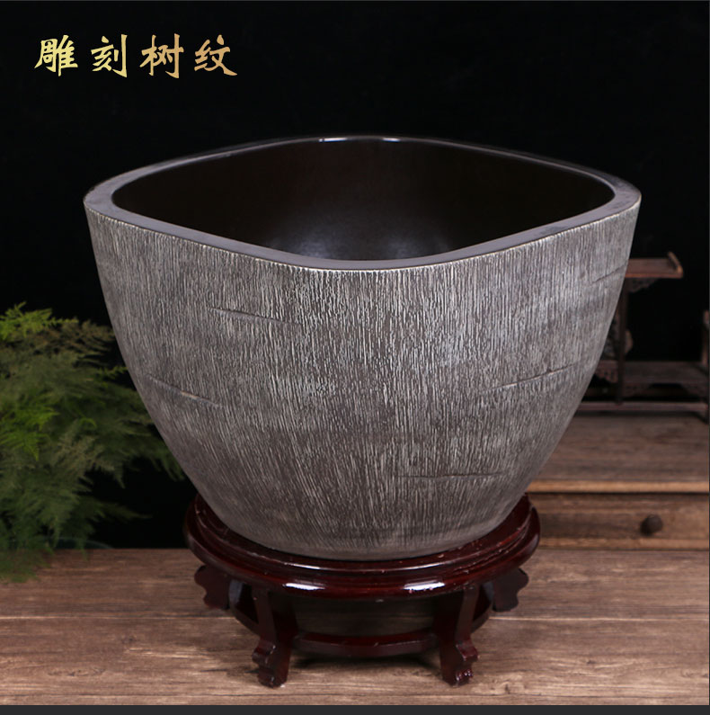 Jingdezhen ceramic goldfish bowl sitting room floor balcony office home furnishing articles circulating water courtyard big fish tank