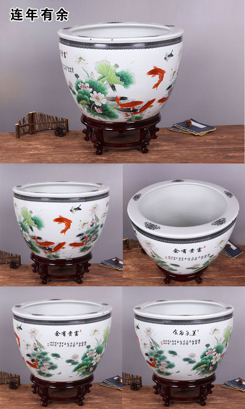 Jingdezhen ceramic aquarium pet gold fish tank water lily basin bowl lotus lotus cylinder cylinder tortoise GangPen sitting room place the flood water