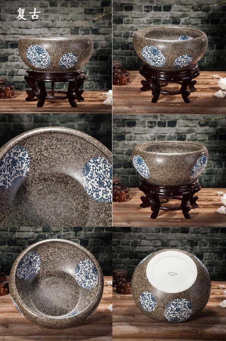 Jingdezhen ceramic aquarium package mail hand - made desktop furnishing articles large turtle pond lily goldfish bowl lotus feng shui basin