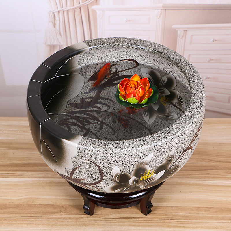 Jingdezhen ceramic aquarium raising goldfish bowl lotus lotus basin tortoise cylinder tank sitting room place lotus