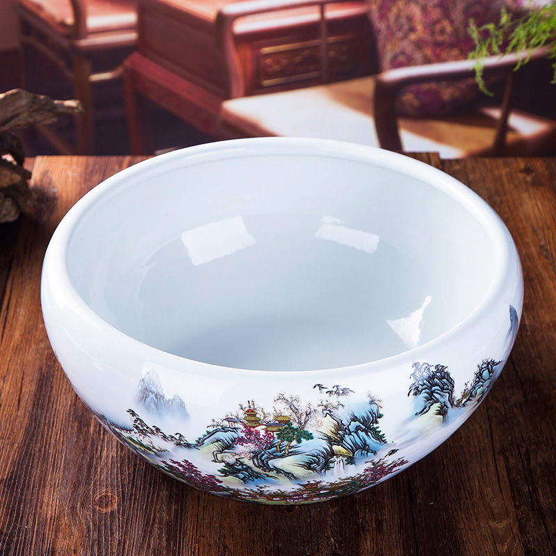 Jingdezhen ceramic goldfish bowl lotus lotus cylinder villa garden home sitting room lucky wind water tanks and furnishing articles