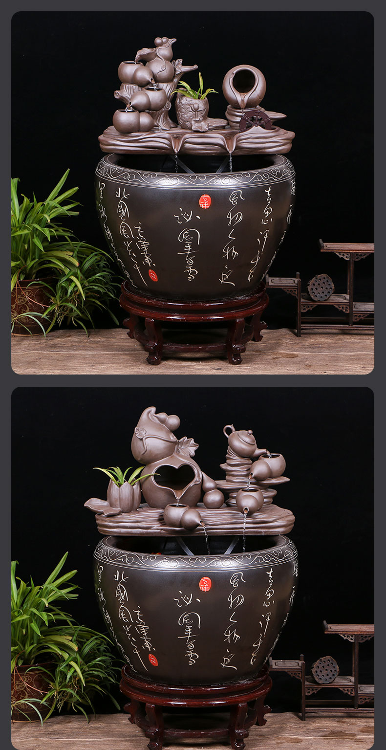 Jingdezhen ceramic water fountain lucky feng shui wheel place to live in the living room and humidifying aquarium the opened a housewarming gift