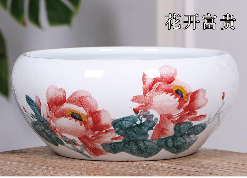 Jingdezhen ceramic goldfish bowl hand - made desktop furnishing articles large turtle pond lily lotus brocade carp basin bowl sitting room