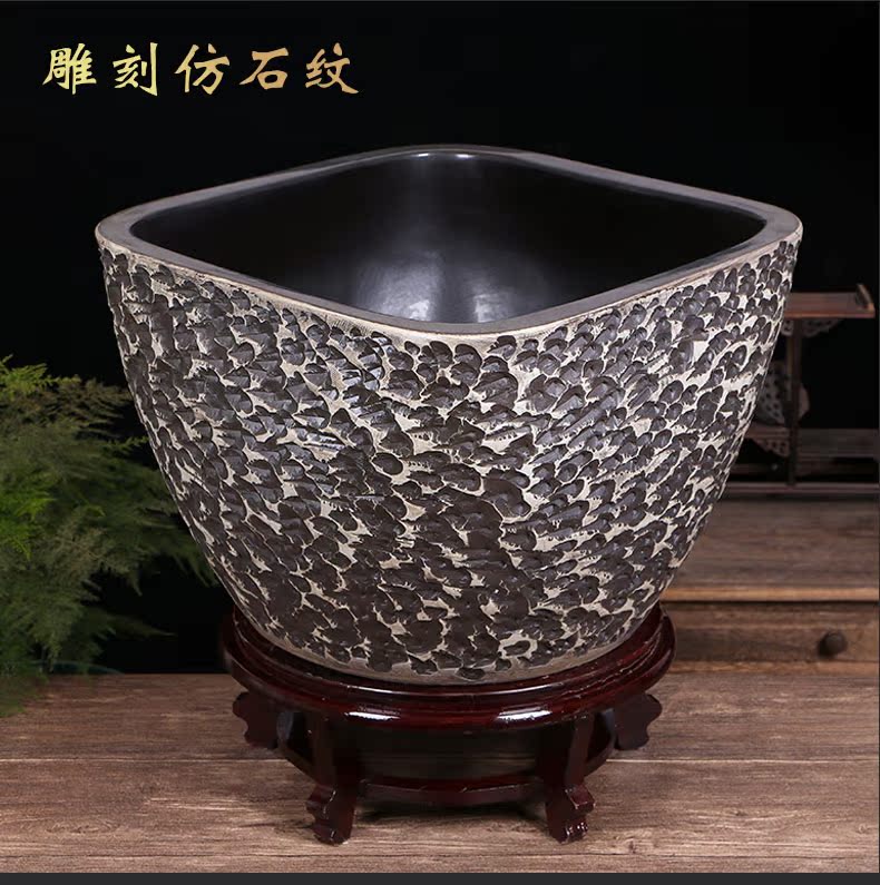 Jingdezhen ceramic goldfish bowl sitting room floor balcony office home furnishing articles circulating water courtyard big fish tank