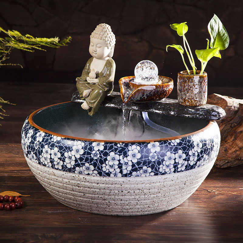 Jingdezhen ceramic goldfish bowl fish bowl sitting room small furnishing articles of household water landscape koi fish tank feng shui