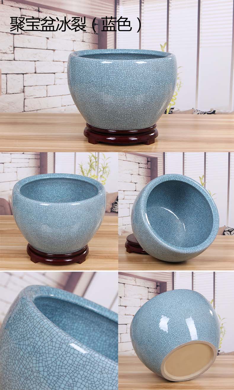 Jingdezhen ceramic aquarium desktop goldfish bowl sitting room large water lily bowl lotus basin tortoise cylinder refers to porcelain basin