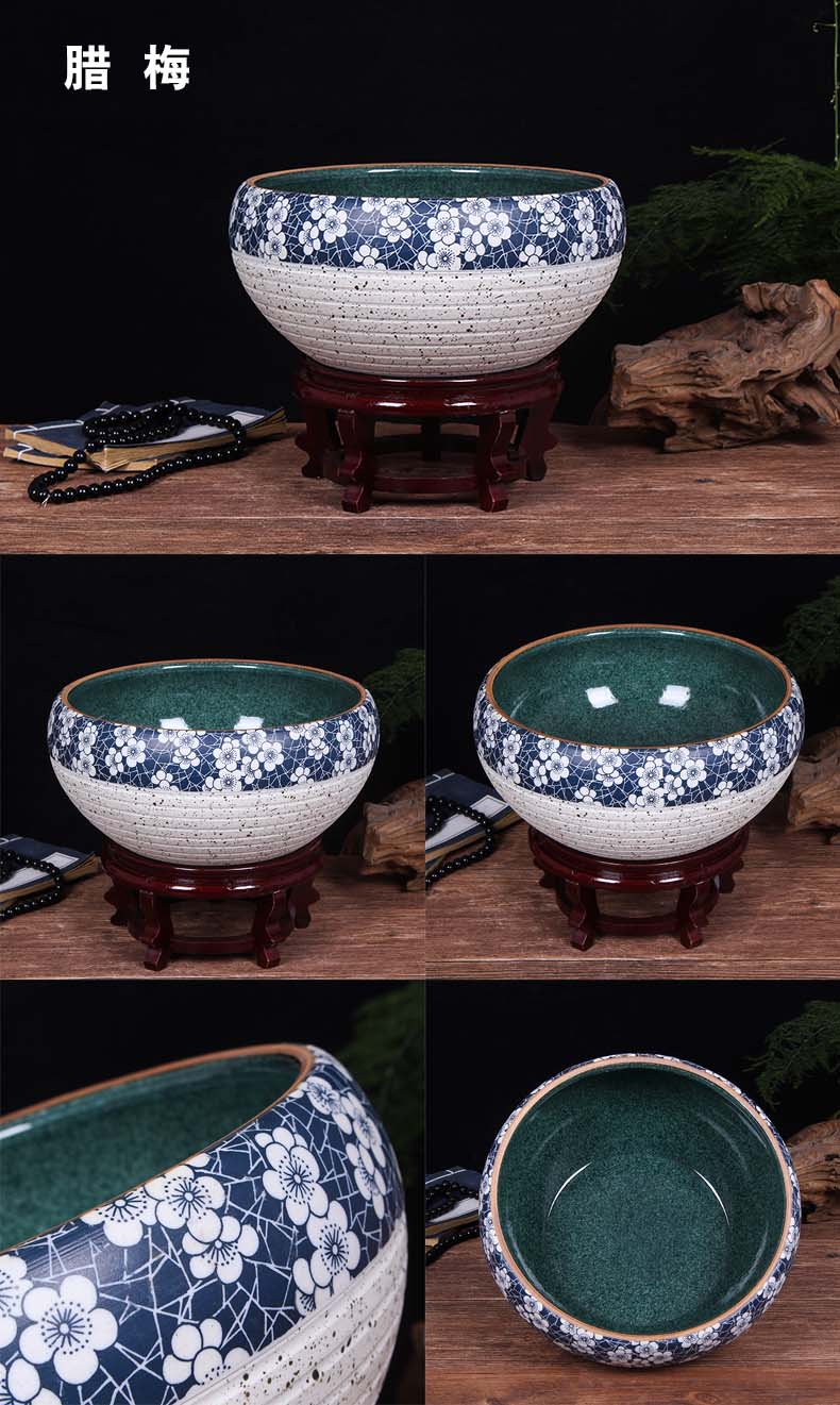 Jingdezhen ceramic aquarium fish bowl lotus extra large bowl lotus lotus flower pot balcony garden feng shui water tanks