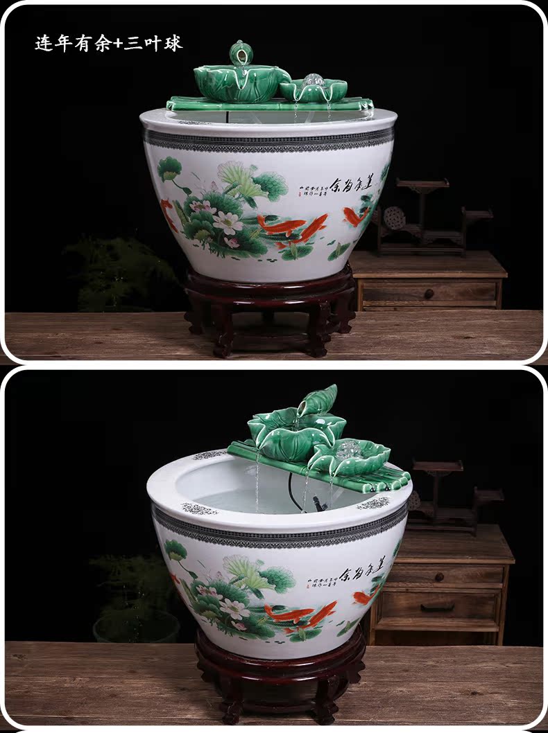 Jingdezhen ceramic goldfish bowl sitting room balcony office furnishing articles water tank to filter the yard cylinder fish bowl