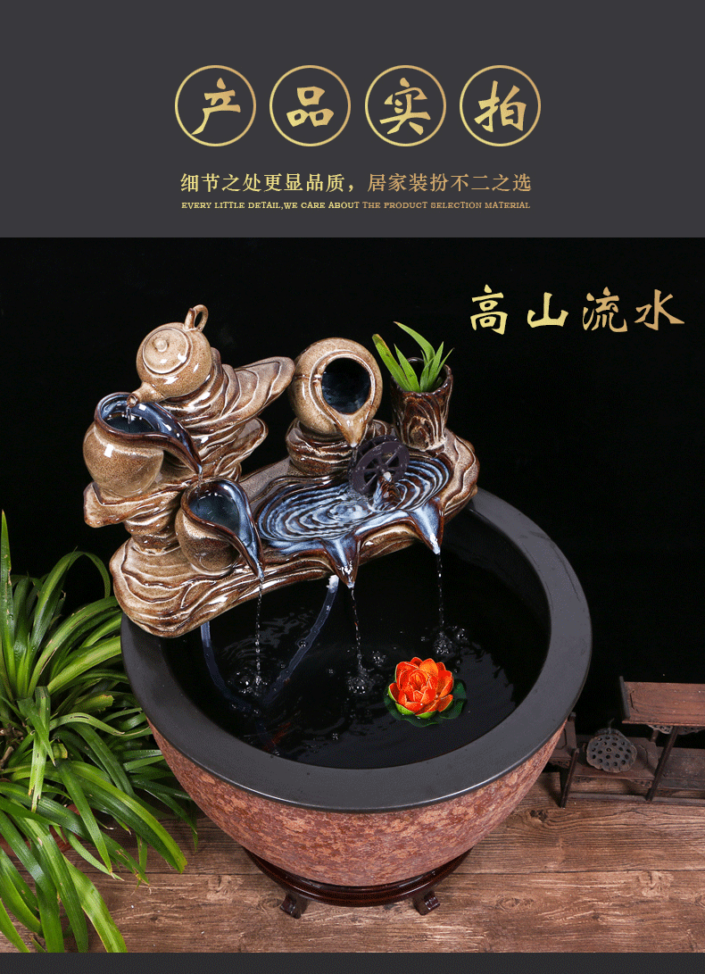 Ceramic tank sitting room ground loop water tank large furnishing articles balcony garden lotus fish bowl