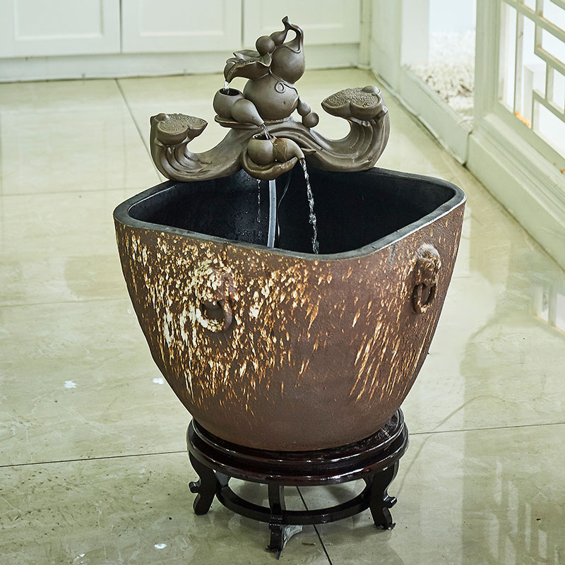 Jingdezhen ceramic goldfish bowl sitting room balcony office furnishing articles water tank to filter the yard cylinder fish bowl