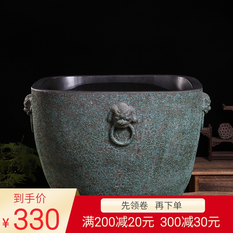 Jingdezhen thick some ceramic porcelain basin of aquarium water lily lotus large cylinder cylinder tank tortoise goldfish bowl lotus basin water furnishing articles