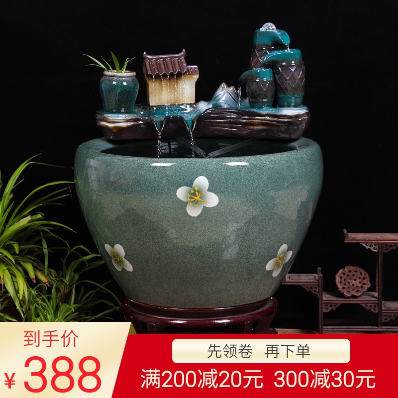 Jingdezhen ceramic goldfish bowl sitting room balcony office furnishing articles water tank to filter the yard cylinder fish bowl