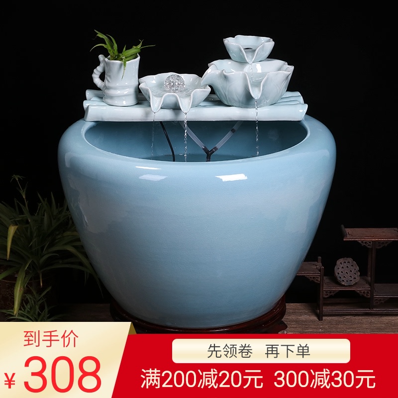 Jingdezhen ceramic goldfish bowl sitting room balcony office furnishing articles water tank to filter the yard cylinder fish bowl