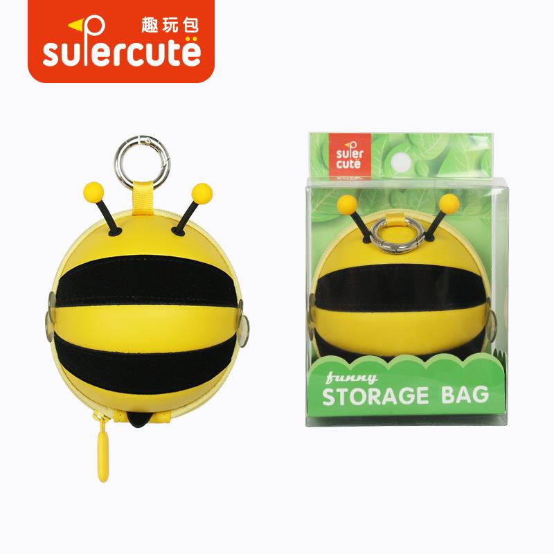 supercute creative bee key bag Bank card bag Fashion backpack hanging decoration novel bus card bag