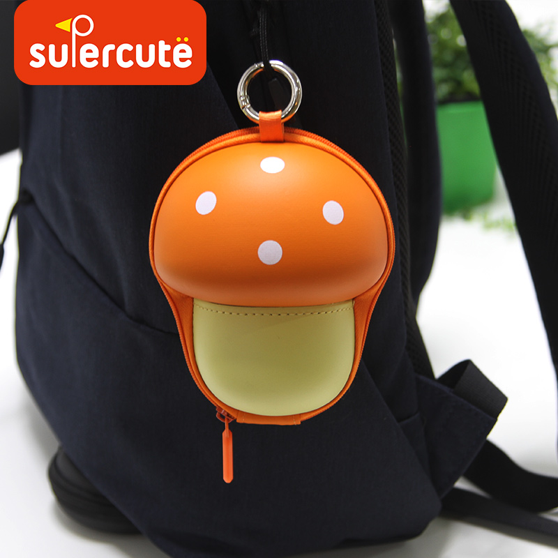 supercute cute cartoon mushroom pull-out card bag Mushroom coin purse key bag creative storage bag