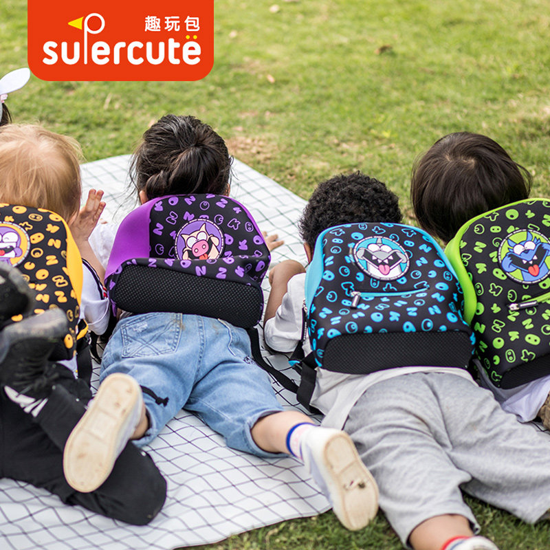supercute kindergarten primary school school bag Ultra-light decompression shoulder men's and women's children's cartoon backpack neoprene