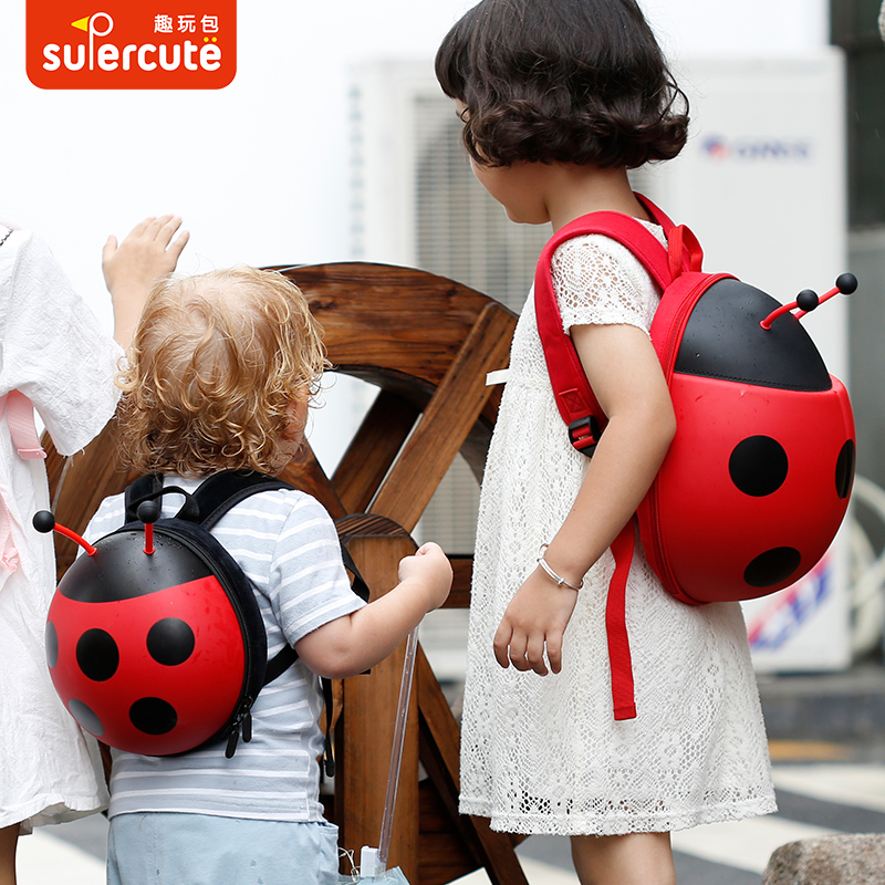 supercute kindergarten school bag 1-6 years old boy girl baby anti-lost children's backpack ladybug small school bag