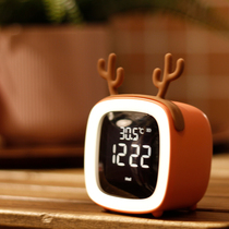 Cute cartoon children students use smart small alarm clock personality clock charging electronic clock mute luminous bedside clock