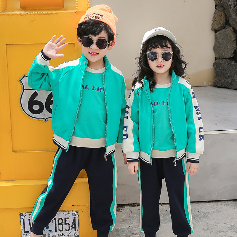 New kindergarten uniforms spring and autumn clothes cotton casual tops children's class uniforms sports three-piece suit primary school uniform suits