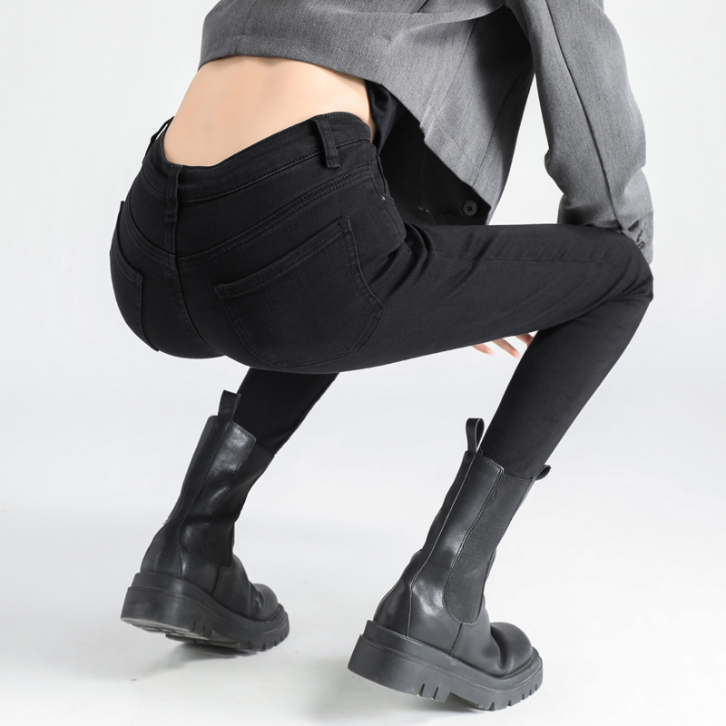 Black High-Waisted Slim-Fit Stretch Skinny Jeans for Women, New 2026 Spring and Autumn Style